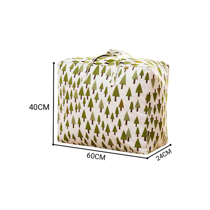 Green Pine Tree Large Storage Luggage Bag Double Zipper Foldable Travel Organiser Essentials