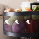 3 Tier Steel Round Rotating Kitchen Cart Multi-Functional Shelves Portable Storage Organizer with Wheels