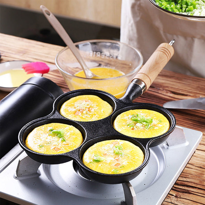 4 Mold Multi-Portion Cast Iron Breakfast Fried Egg Pancake Omelet Fry Pan