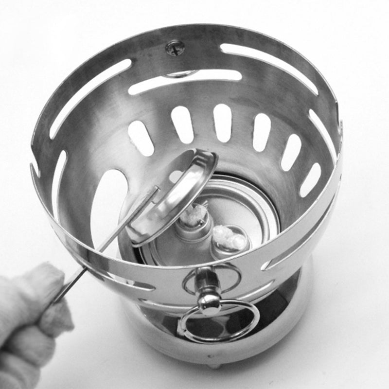 Stainless Steel Mini Asian Buffet Hot Pot Single Person Shabu Alcohol Stove Burner with Glass Lid