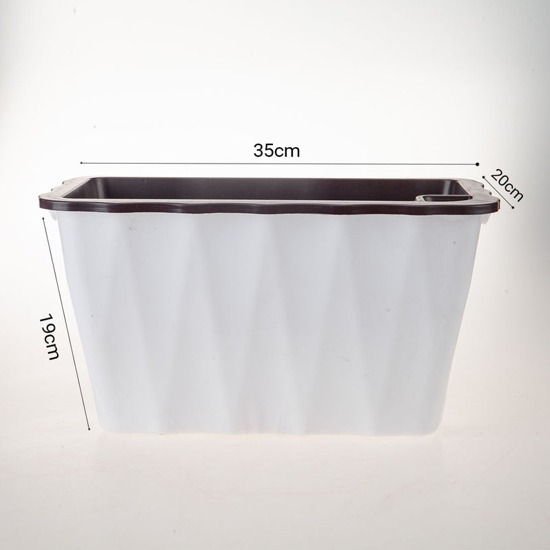 2X 35cm Small White Rectangular Flowerpot Vegetable Herb Flower Outdoor Plastic Box Garden Decor