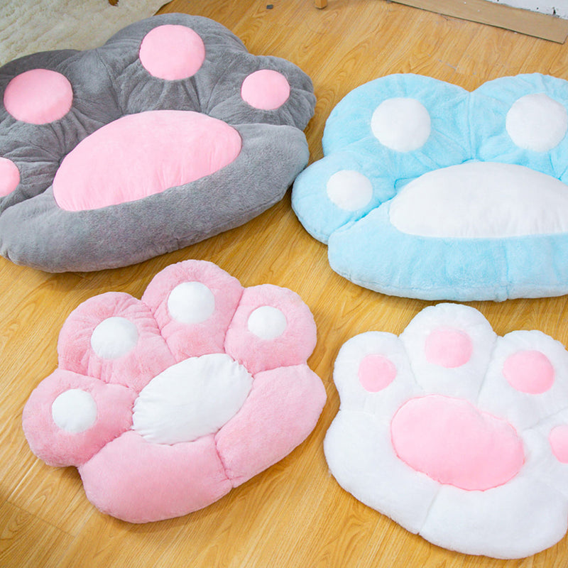 2X Grey Paw Shape Cushion Warm Lazy Sofa Decorative Pillow Backseat Plush Mat Home Decor
