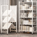 4 Tier Steel White Foldable Display Stand Multi-Functional Shelves Portable Storage Organizer with Wheels