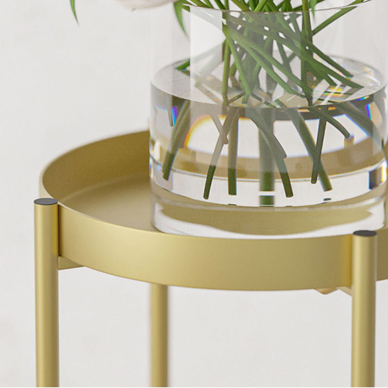 2 Layer 80cm Gold Metal Plant Stand Flower Pot Holder Corner Shelving Rack Indoor Display