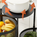 3 Tier Steel Round Rotating Kitchen Cart Multi-Functional Shelves Portable Storage Organizer with Wheels