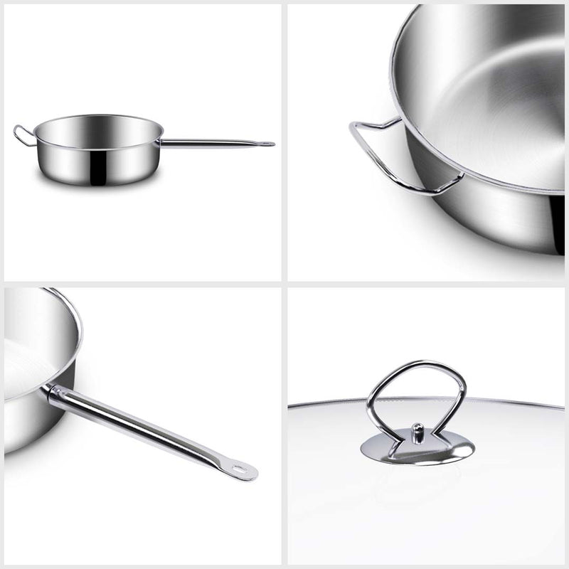 2X 26cm Stainless Steel Saucepan Sauce pan with Glass Lid and Helper Handle Triple Ply Base Cookware