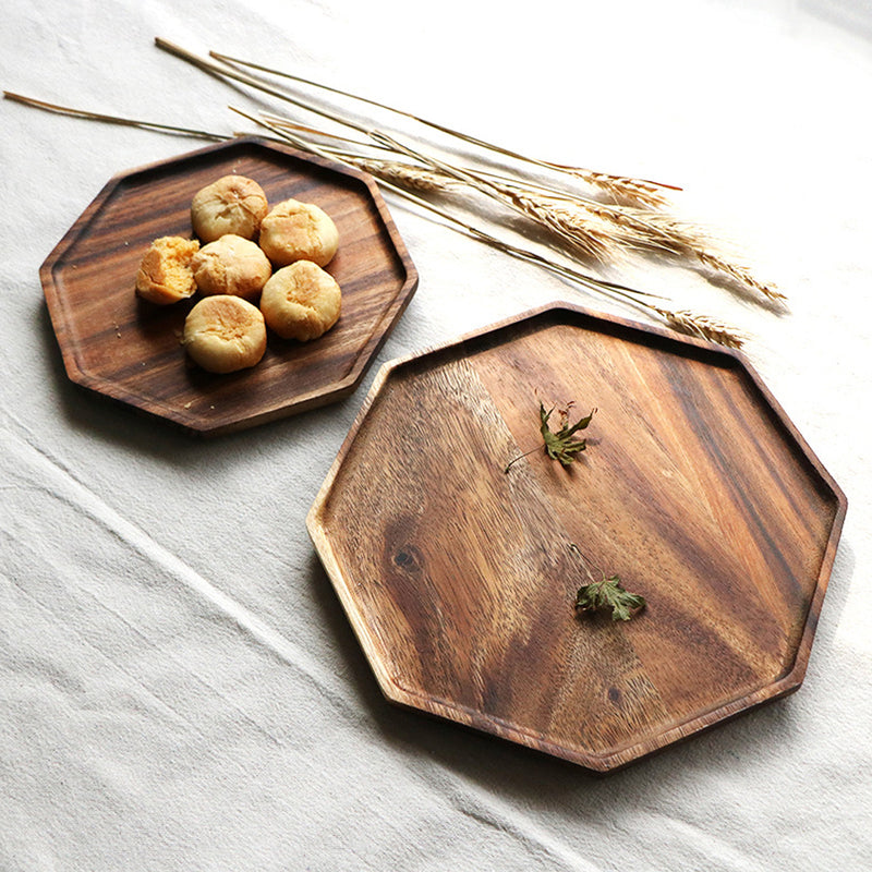 20cm Octagon Wooden Acacia Food Serving Tray Charcuterie Board Centerpiece  Home Decor