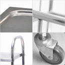 2 Tier 86x54x94cm Stainless Steel Kitchen Dinning Food Cart Trolley Utility Round Large