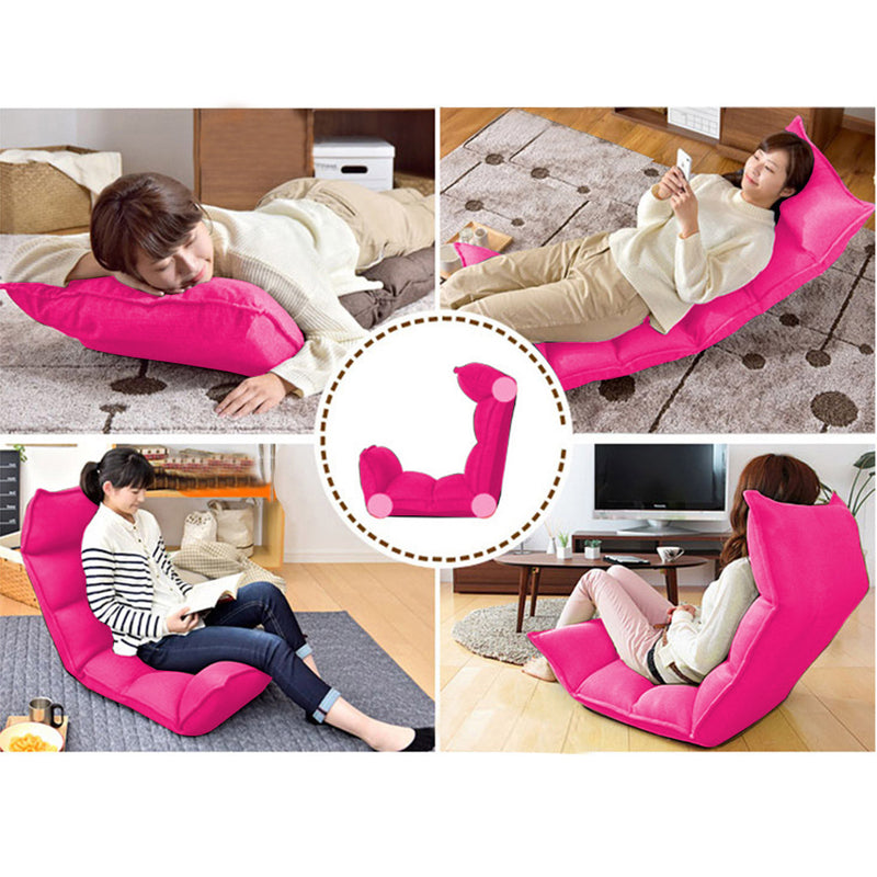 2X Foldable Tatami Floor Sofa Bed Meditation Lounge Chair Recliner Lazy Couch Pink