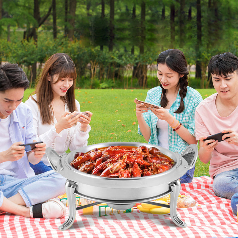 Stainless Steel Round Buffet Chafing Dish Cater Food Warmer Chafer with Glass Top Lid