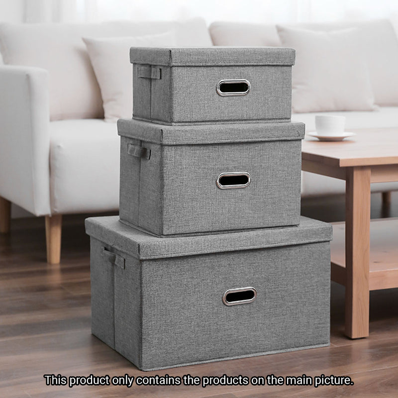 Grey Small Foldable Canvas Storage Box Cube Clothes Basket Organiser Home Decorative Box