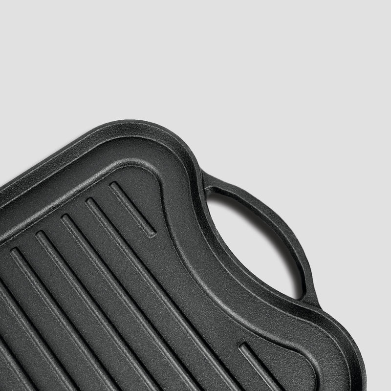 2X 50.8cm Cast Iron Ridged Griddle Hot Plate Grill Pan BBQ Stovetop