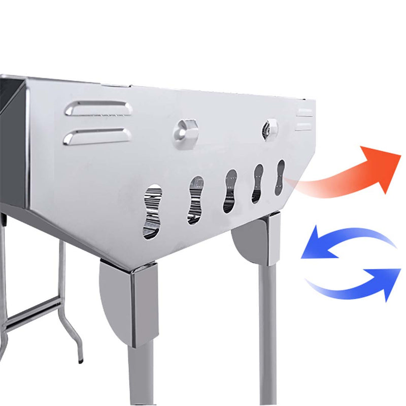 Skewers Grill Portable Stainless Steel Charcoal BBQ Outdoor 6-8 Persons