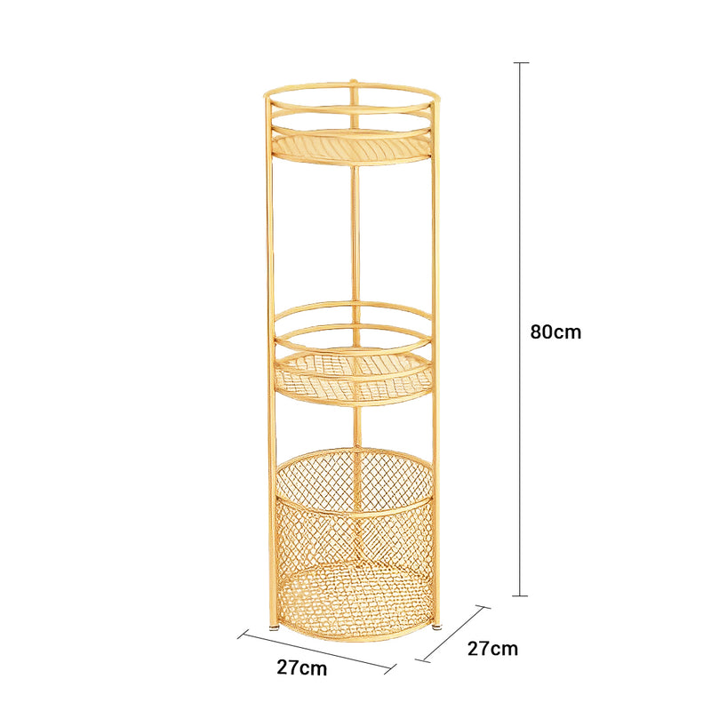 3 Tier Bathroom Freestanding Storage Shelf Multifunctional Display Rack Organiser with Basket