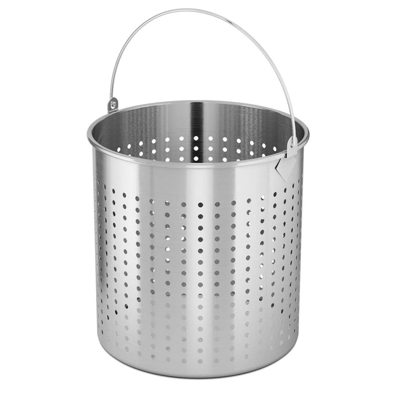 21L 18/10 Stainless Steel Perforated Stockpot Basket Pasta Strainer with Handle