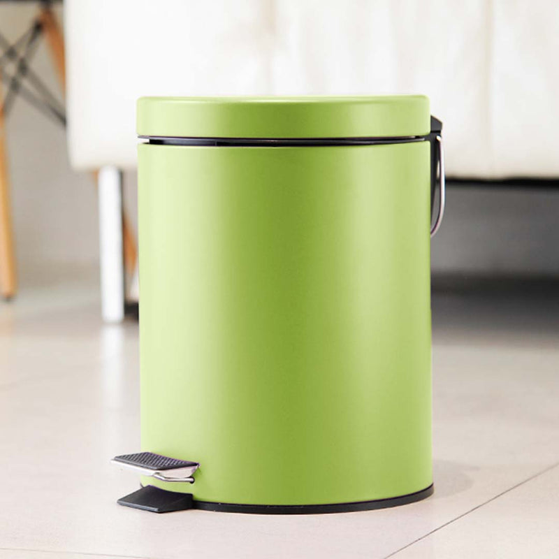 Foot Pedal Stainless Steel Rubbish Recycling Garbage Waste Trash Bin Round 7L Green