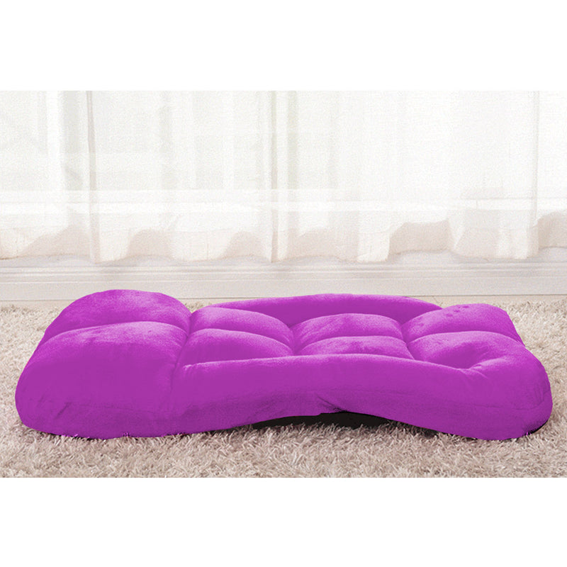 2X Foldable Lounge Cushion Adjustable Floor Lazy Recliner Chair with Armrest Purple