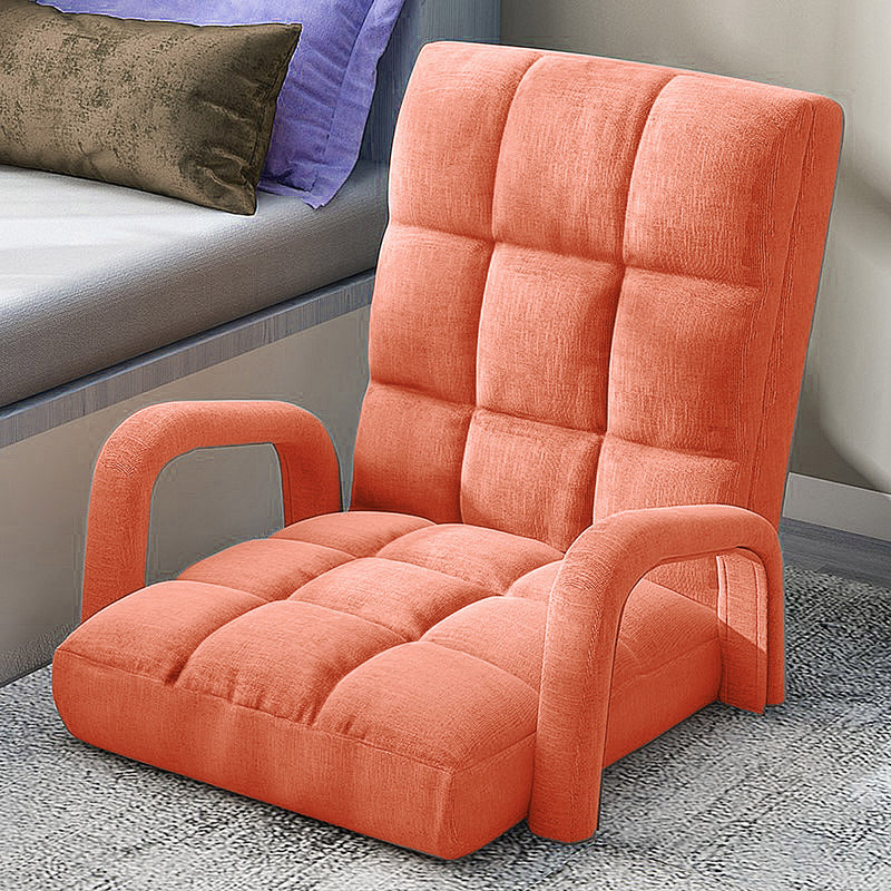 2X Foldable Lounge Cushion Adjustable Floor Lazy Recliner Chair with Armrest Orange