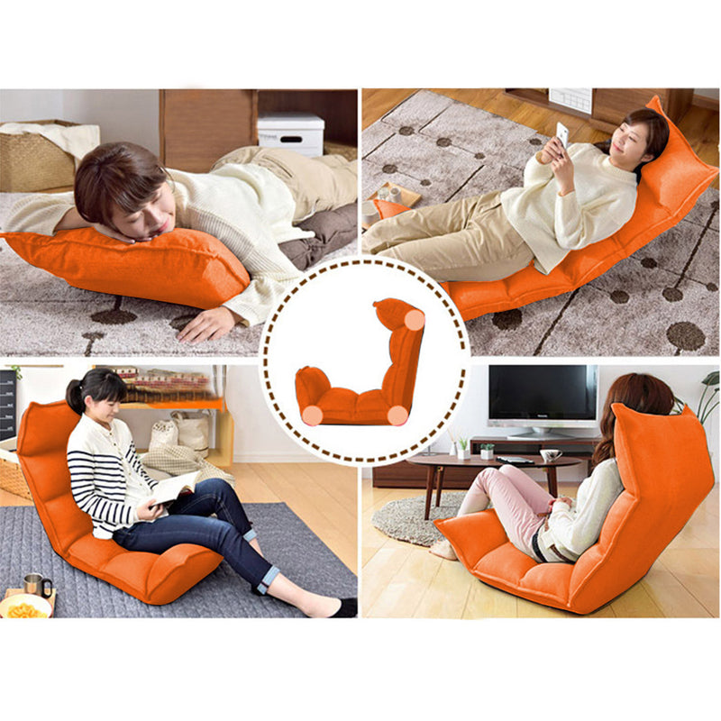 2X Foldable Tatami Floor Sofa Bed Meditation Lounge Chair Recliner Lazy Couch Orange