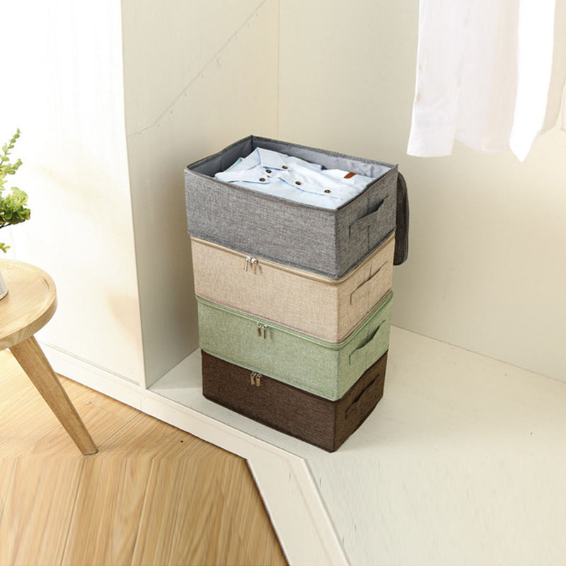 Grey Small Portable Double Zipper Storage Box Moisture Proof Clothes Basket Foldable Home Organiser