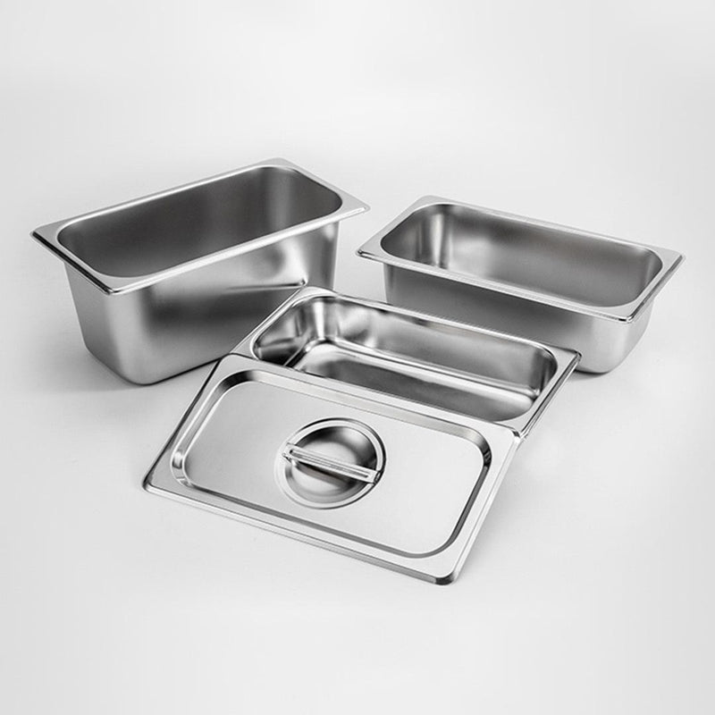 Gastronorm GN Pan Full Size 1/3 GN Pan 10cm Deep Stainless Steel Tray With Lid