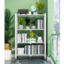 4 Tier Steel White Foldable Display Stand Multi-Functional Shelves Portable Storage Organizer with Wheels