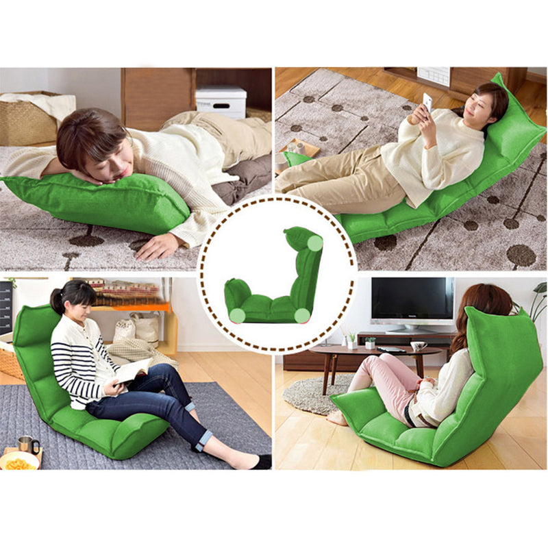 Foldable Tatami Floor Sofa Bed Meditation Lounge Chair Recliner Lazy Couch Green