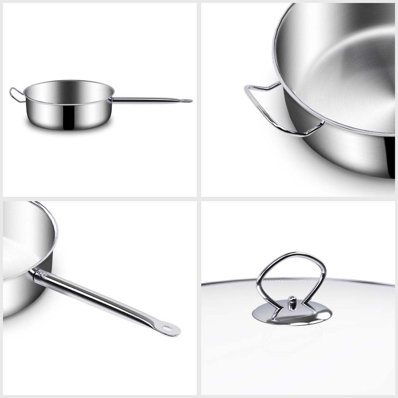 2X 28cm Stainless Steel Saucepan Sauce pan with Glass Lid and Helper Handle Triple Ply Base Cookware