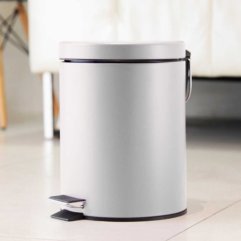 2X 7L Foot Pedal Stainless Steel Rubbish Recycling Garbage Waste Trash Bin Round White