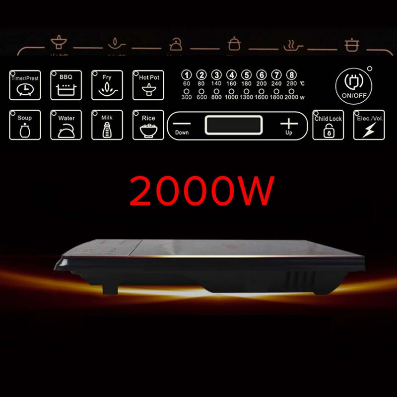 Electric Smart Induction Cooktop and 30cm Cast Iron Frying Pan Skillet Sizzle Platter