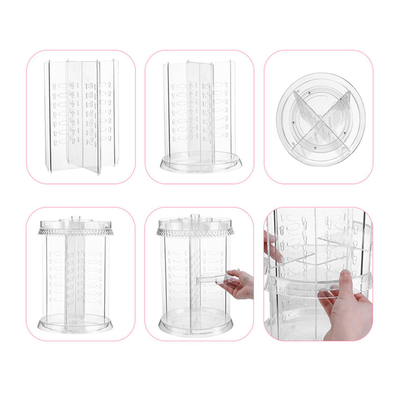 360 Degree Rotating Makeup Organiser Cosmetics Holder with 20cm White Rechargeable LED Light  Tabletop Vanity Mirror Set