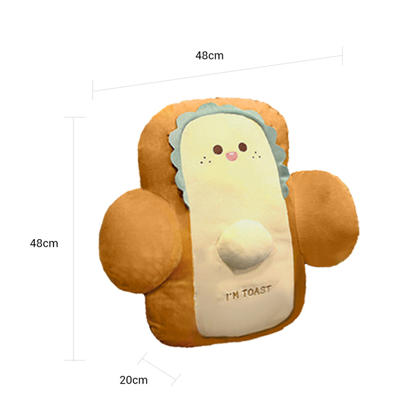 2X 48cm Cute Face Toast Bread Cushion Stuffed Car Seat Plush Cartoon Back Support Pillow Home Decor