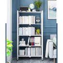 5 Tier Steel White Foldable Display Stand Multi-Functional Shelves Portable Storage Organizer with Wheels