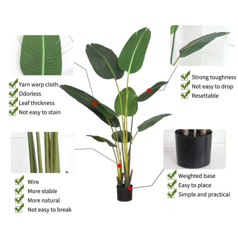 2X 120cm Artificial Green Indoor Traveler Banana Fake Decoration Tree Flower Pot Plant