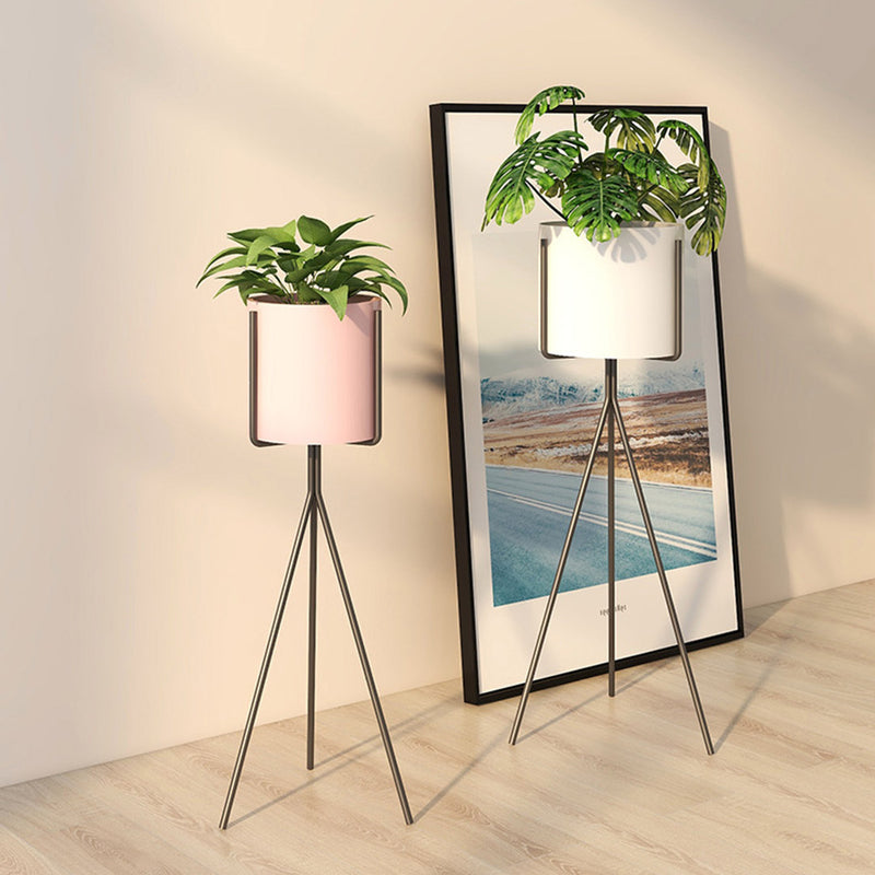 2X 80cm Tripod Flower Pot Plant Stand with White Flowerpot Holder Rack Indoor Display