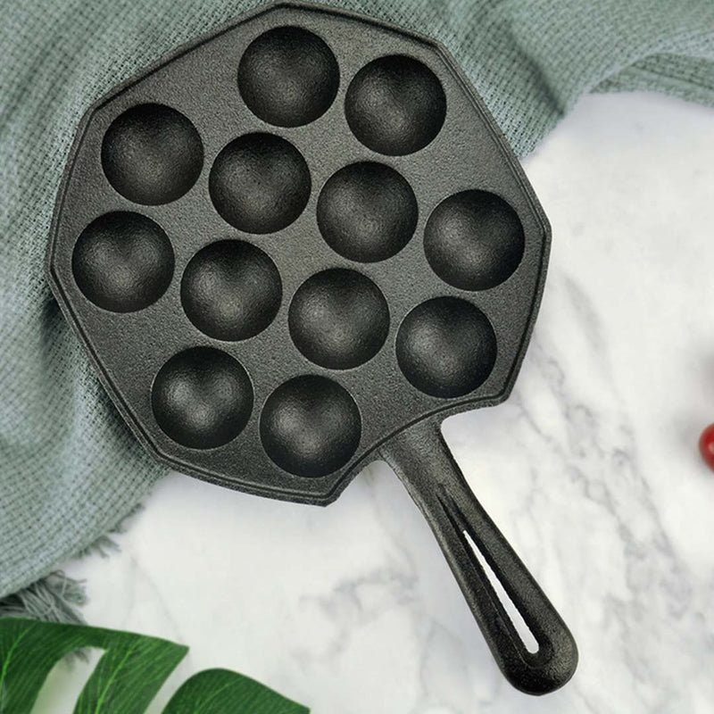 18CM Cast Iron Takoyaki Fry Pan Octopus Balls Maker 12 Hole Cavities Grill Mold