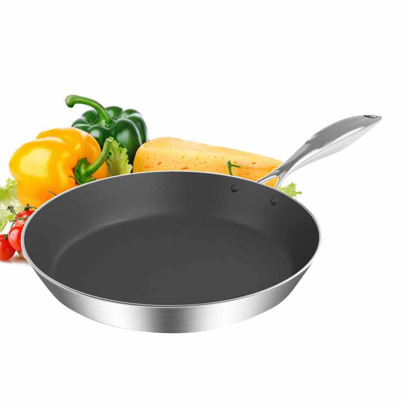 Stainless Steel Fry Pan 32cm Frying Pan Induction FryPan Non Stick Interior