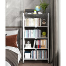5 Tier Steel White Foldable Display Stand Multi-Functional Shelves Portable Storage Organizer with Wheels