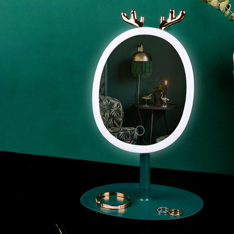 Green Antler LED Light Makeup Mirror Tabletop Vanity Home Decor