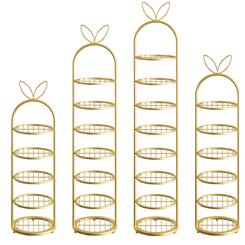 6 Tier Bunny Ears Shape Gold Plated Metal Shoe Organizer Space Saving Portable Footwear Storage Shelf