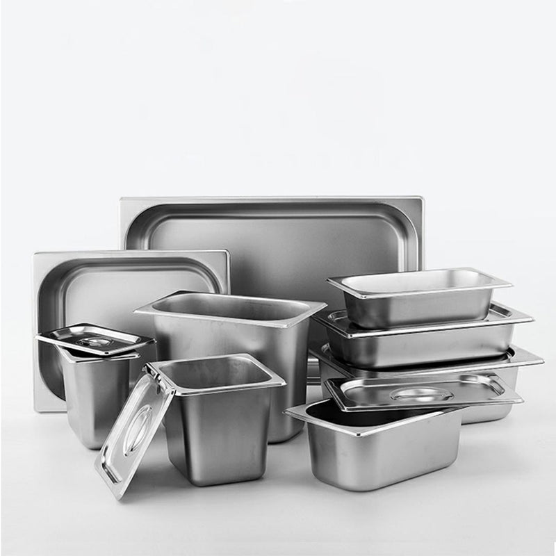 Gastronorm GN Pan Full Size 1/3 GN Pan 10cm Deep Stainless Steel Tray With Lid