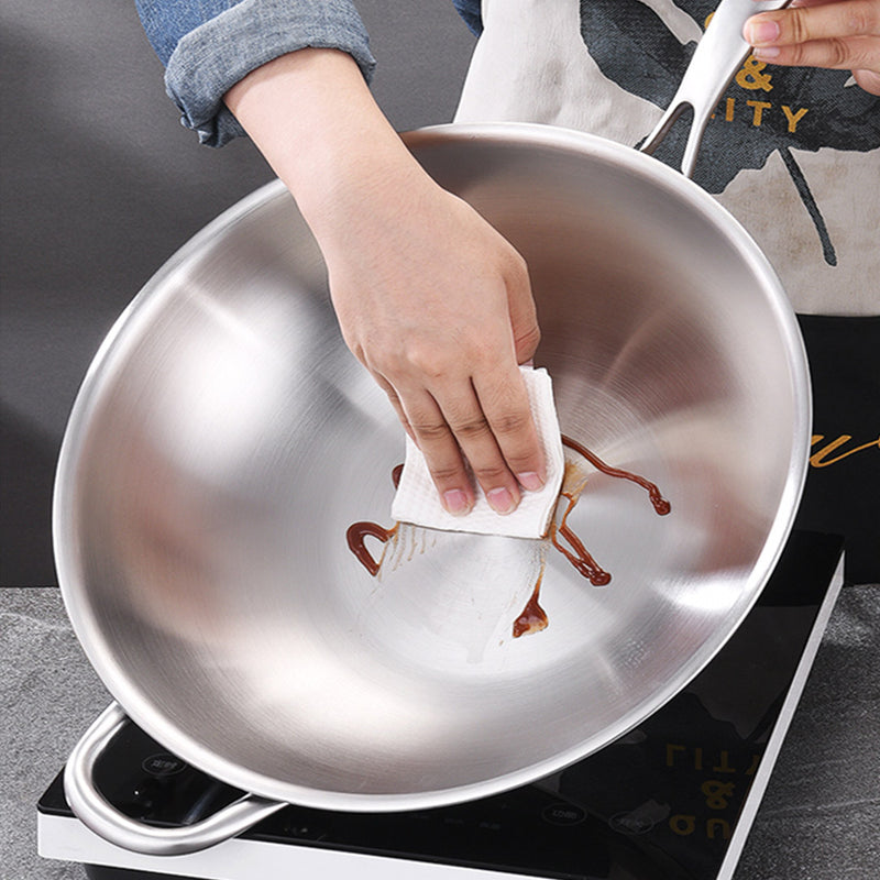 2X 18/10 Stainless Steel Fry Pan 36cm Frying Pan Top Grade Skillet with Helper Handle and Lid