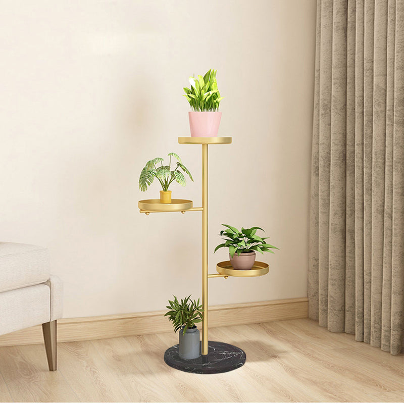 3 Tier Gold Round Plant Stand Flowerpot Tray Display Living Room Balcony Metal Decorative Shelf