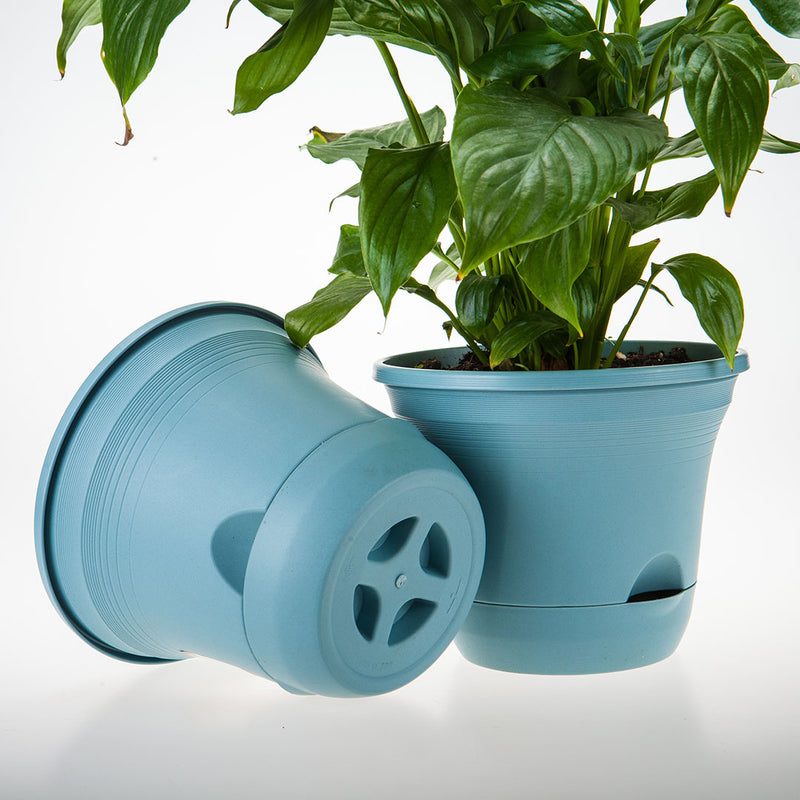 20cm Blue Plastic Plant Pot Self Watering Planter Flower Bonsai Indoor Outdoor Garden Decor Set of 3