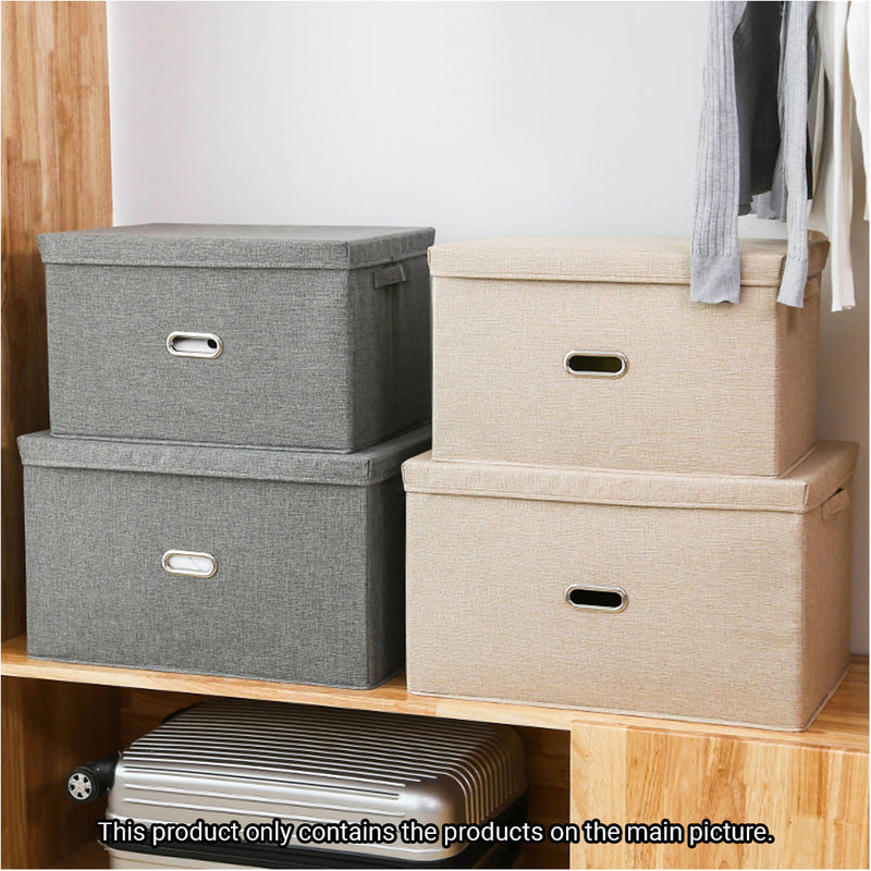 Grey Small Foldable Canvas Storage Box Cube Clothes Basket Organiser Home Decorative Box