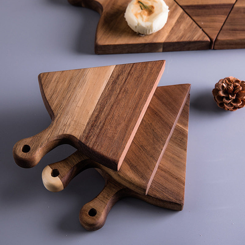 2X  6 pcs Brown Round Divisible Wood Pizza Server Food Plate Board Pizza Paddle Cutting Board Home Decor