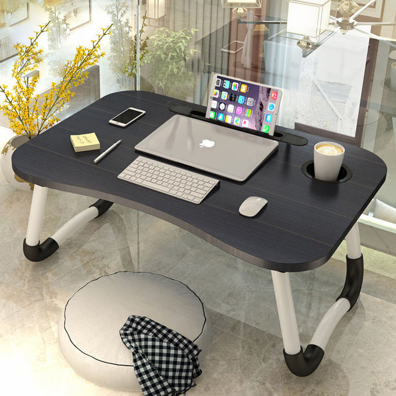 Black Portable Bed Table Adjustable Foldable Bed Sofa Study Table Laptop Mini Desk with Notebook Stand Cup Slot Home Decor
