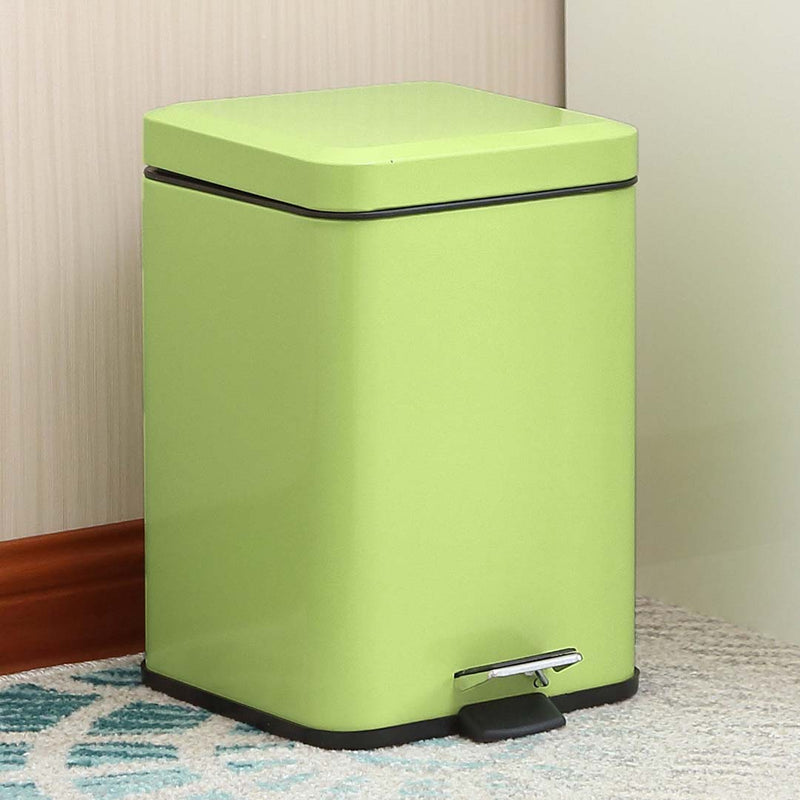 Foot Pedal Stainless Steel Rubbish Recycling Garbage Waste Trash Bin Square 6L Green