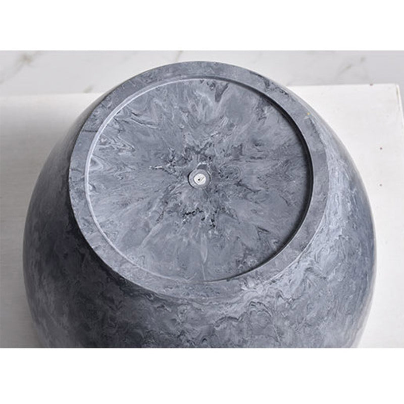 27cm Weathered Grey Round Resin Plant Flower Pot in Cement Pattern Planter Cachepot for Indoor Home Office