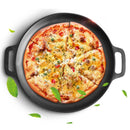 2X Cast Iron 35cm Frying Pan Skillet Coating Steak Sizzle Platter